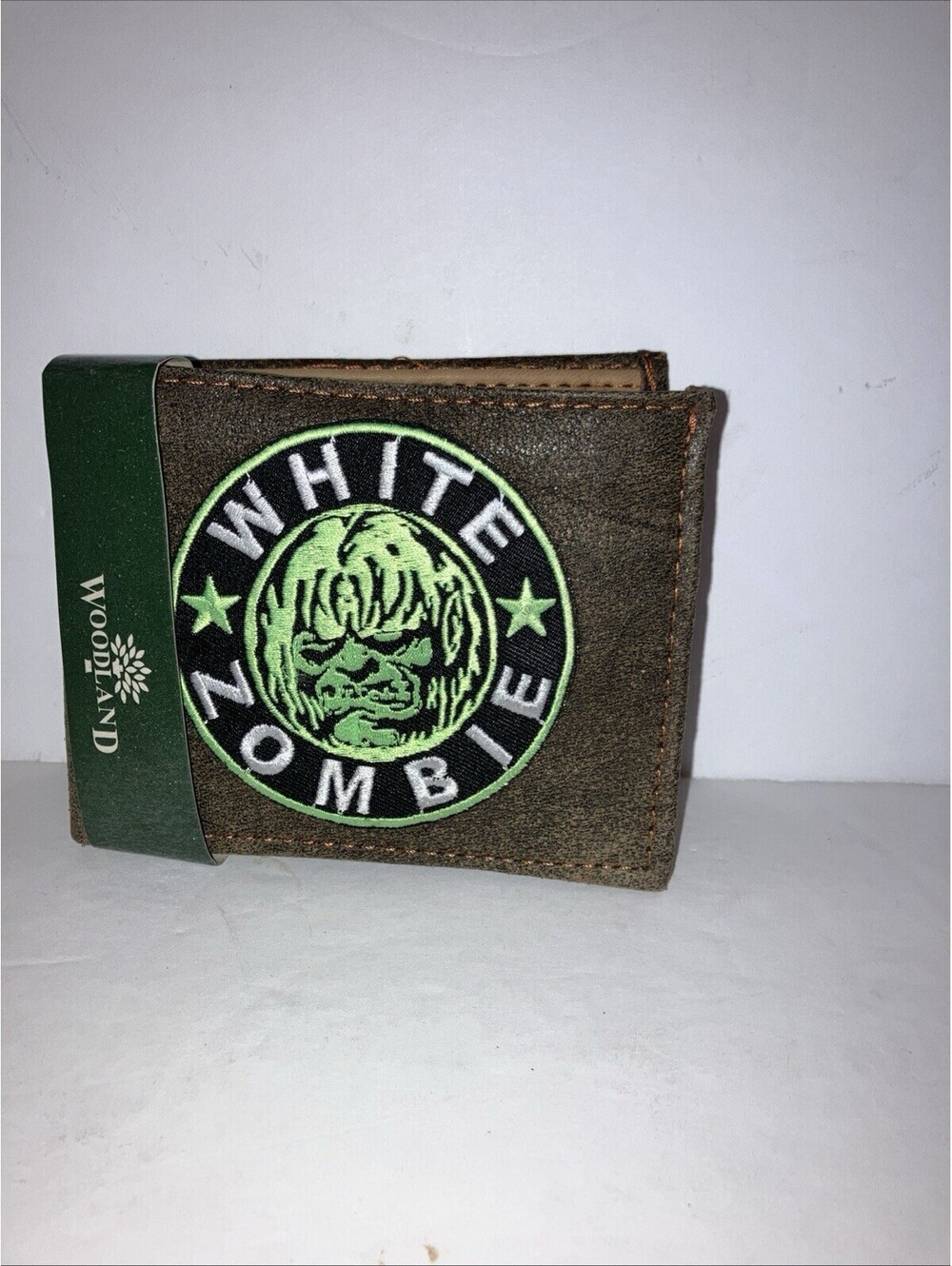 Custom WHITE ZOMBIE Leather Bi Fold Woodland Brown Wallet NEW